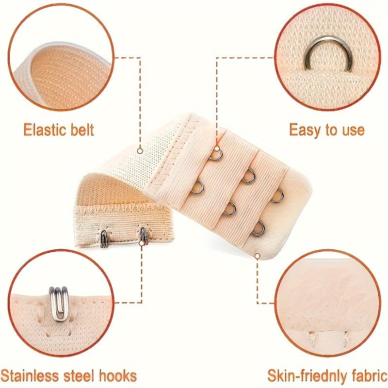 Set of 12 Polyester Bra Back Buckles with 2/3/4 Hooks for Adjustable Fit