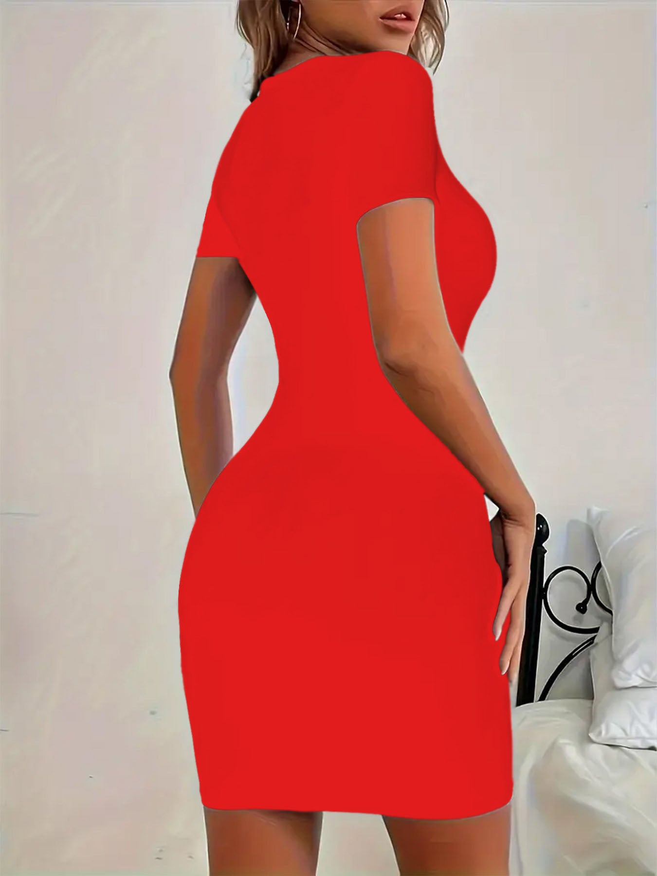 Women's Polyester T-Shirt Dress Breathable Slim Fit Summer Casual Yellow Lettering