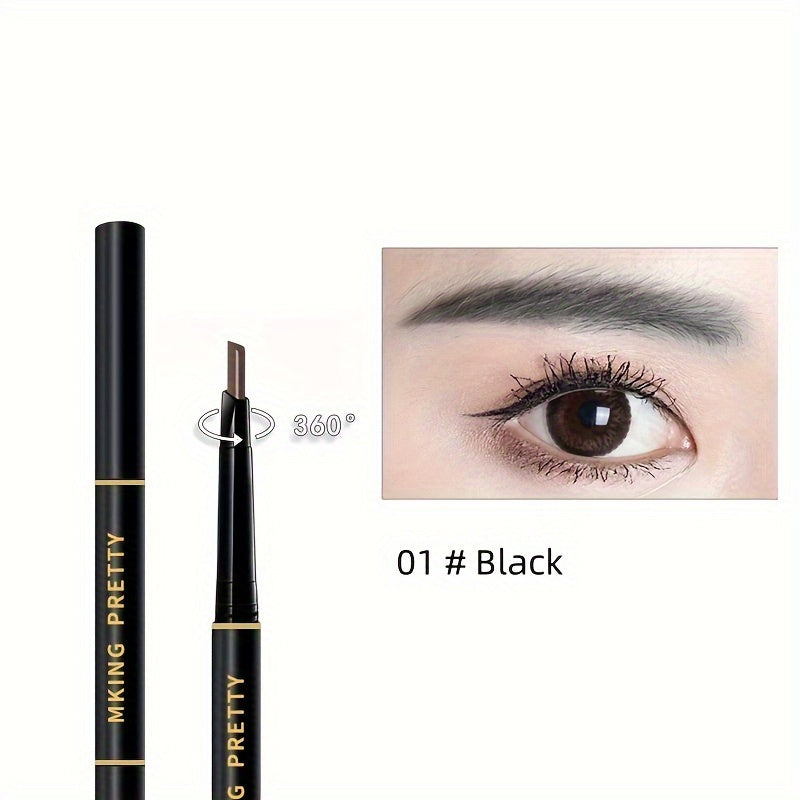 Lápiz de cejas impermeable de doble punta para mujer con cepillo, color 3D de larga duración