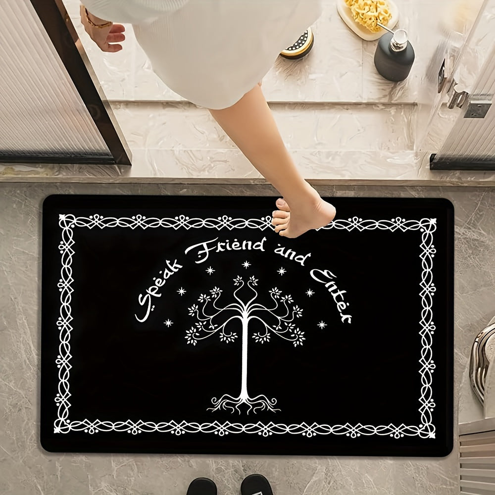 "One Piece" salom matosi "Do'st bilan gaplash va kir" dizayni bilan, ichki kirish joyi, hammom gilam bezaklari, old eshik, oshxona yoki balkon uchun mos, mashinada yuvish mumkin, sirpanmaydigan, polyesterdan tayyorlangan, to'rtburchak shaklida.