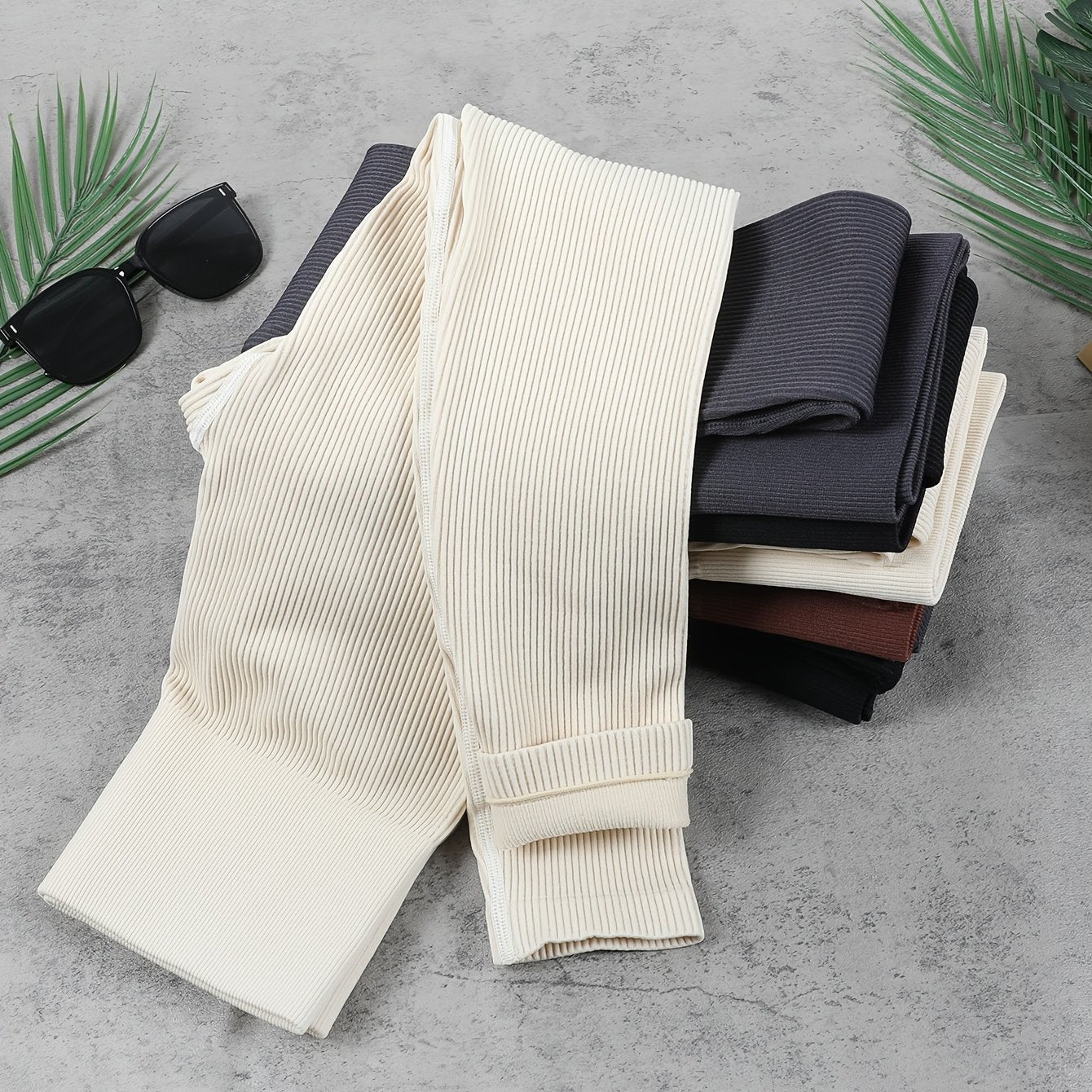 Women's High Stretch Yoga Leggings Long Length Solid Color Elastic Waist Activewear