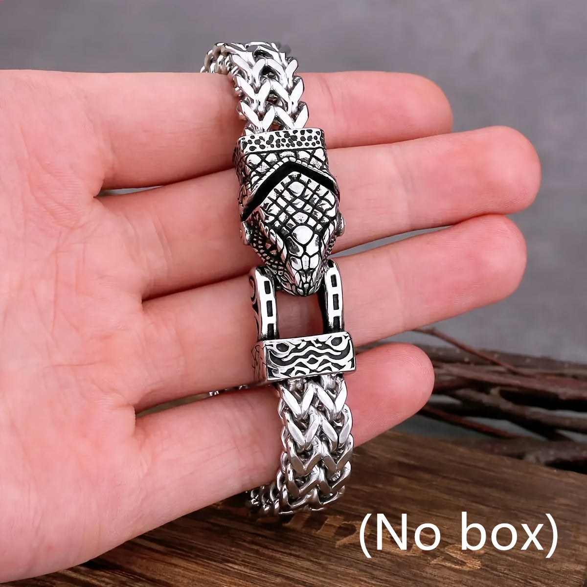 Stainless Steel Snake Head Bracelet for Men Punk Rock Jewelry Durable Gift