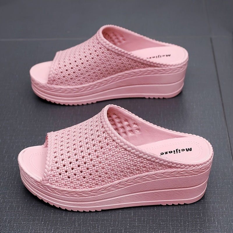 Женские сабо на танкетке с толстой подошвой для улицы, без застежки, для свадьбы и путешествий