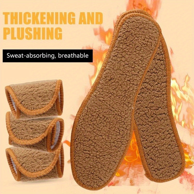 Unisex Winter Alpaca Insoles Soft Plush Breathable Warm Absorbent 2 Pairs