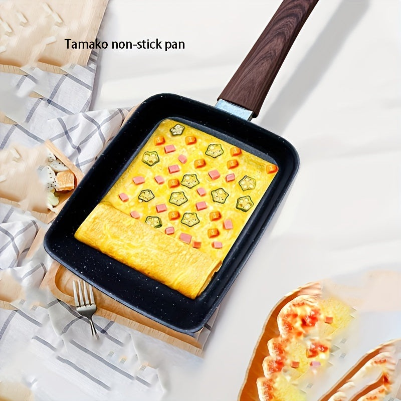 Yopishmaydigan Tamagoyaki yapon omleti qozoni, taqlid yog'och tutqichi bilan, tuxum qovurish va nonushta tayyorlash uchun mukammal. Ushbu qozon mustahkam va faqat qo'lda yuvish mumkin, bu esa uni muhim yopishmaydigan oshxona buyumiga aylantiradi.