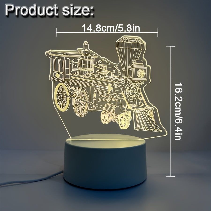 3D Train Night Light LED Warm Light for Bedroom Study Gaming Room Gift