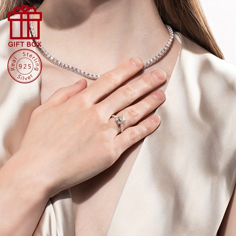 Women's Sterling Silver Wedding Anniversary Ring with 3CT Moissanite 7x9mm