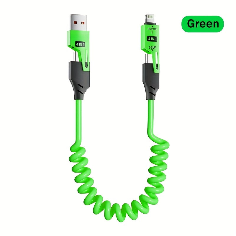 Universal 65W 4-in-1 High-Speed Charging Data Cable for Samsung, OnePlus, Mi, Huawei, Oppo, iPhone