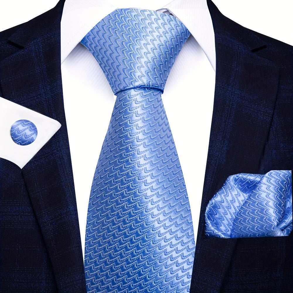 Men's Formal Tie Handkerchief Cufflinks Set for Weddings Parties Business Events