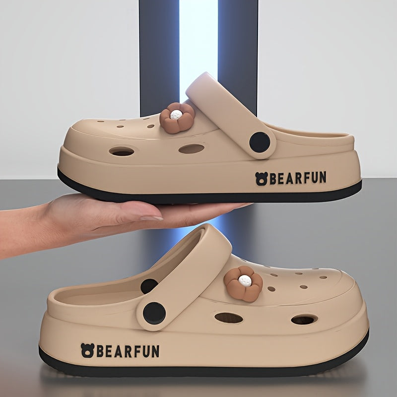 Women's Thick-Soled EVA Clogs with Cartoon Print for Summer Beach Outdoor