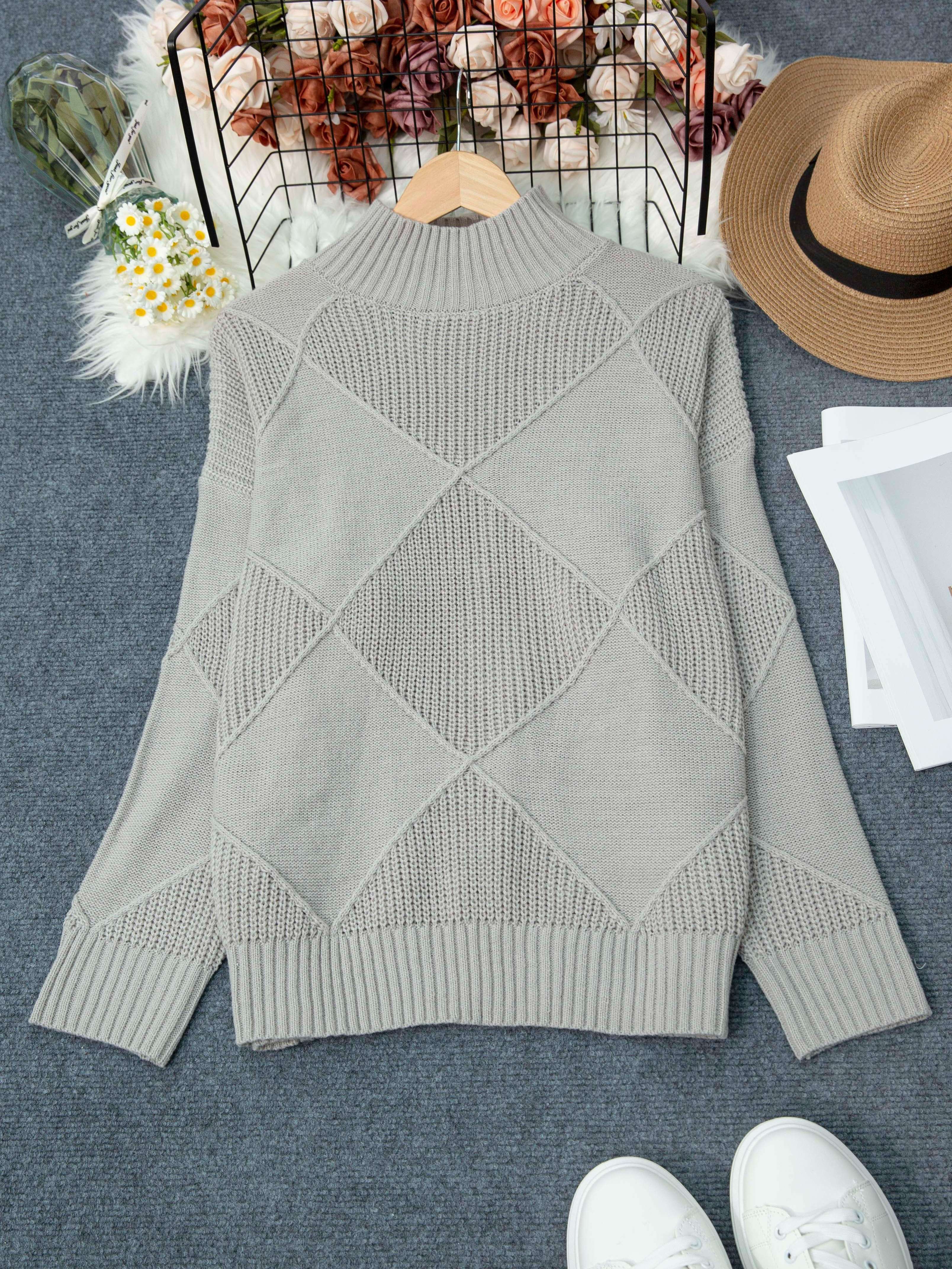Plus Size Women’s Knitted Turtleneck Sweater Long Sleeve Fall Winter Pullover
