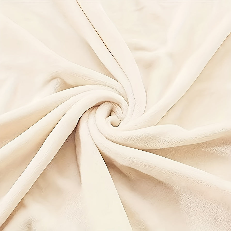Warm White Flannel Blanket for Couch Bed Travel Snuggling All Seasons