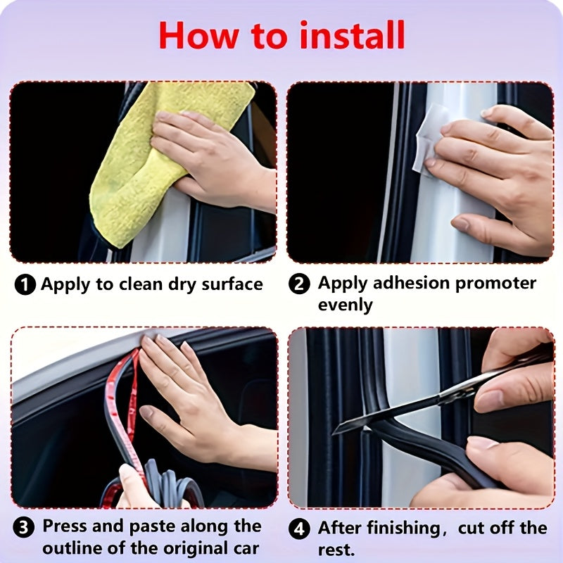 Universal Car Door Seal Strip 10m Waterproof Noise Reduction Rubber