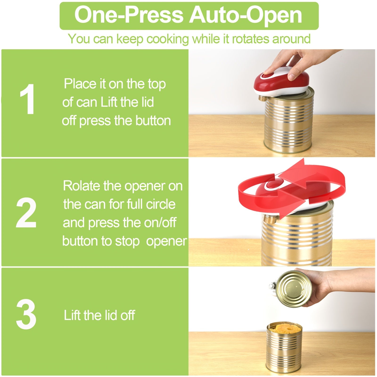 Electric Can Opener Battery-Powered Safety Gadget Kitchen Plastic 36V