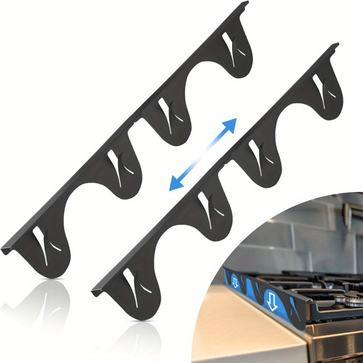Stainless Steel Stove Gap Shields Adjustable Heat-Resistant Easy to Clean Kitchen Protector