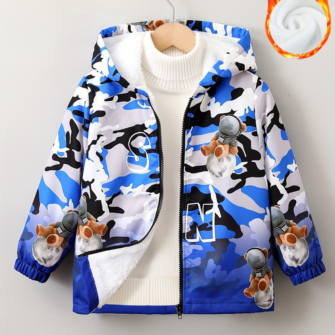 Мужская камуфляжная куртка с капюшоном для осени и зимы, с полярным флисом, свободный крой, полиэстер
