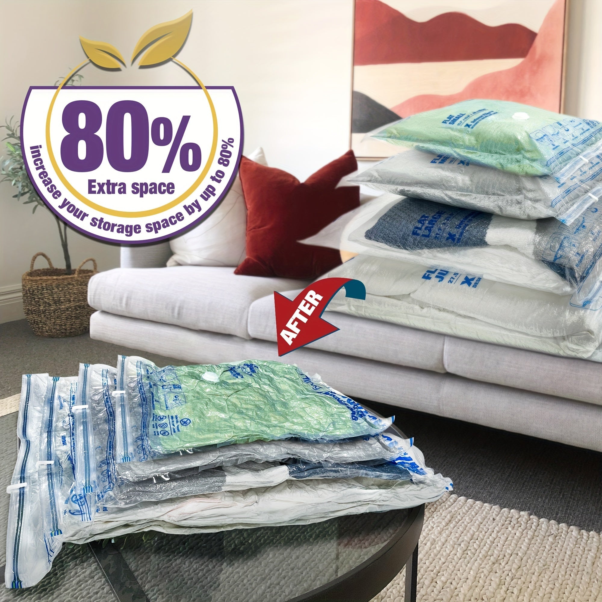 Vacuum Compression Storage Bags with Pump for Clothes and Bedding Space-Saving Organizer