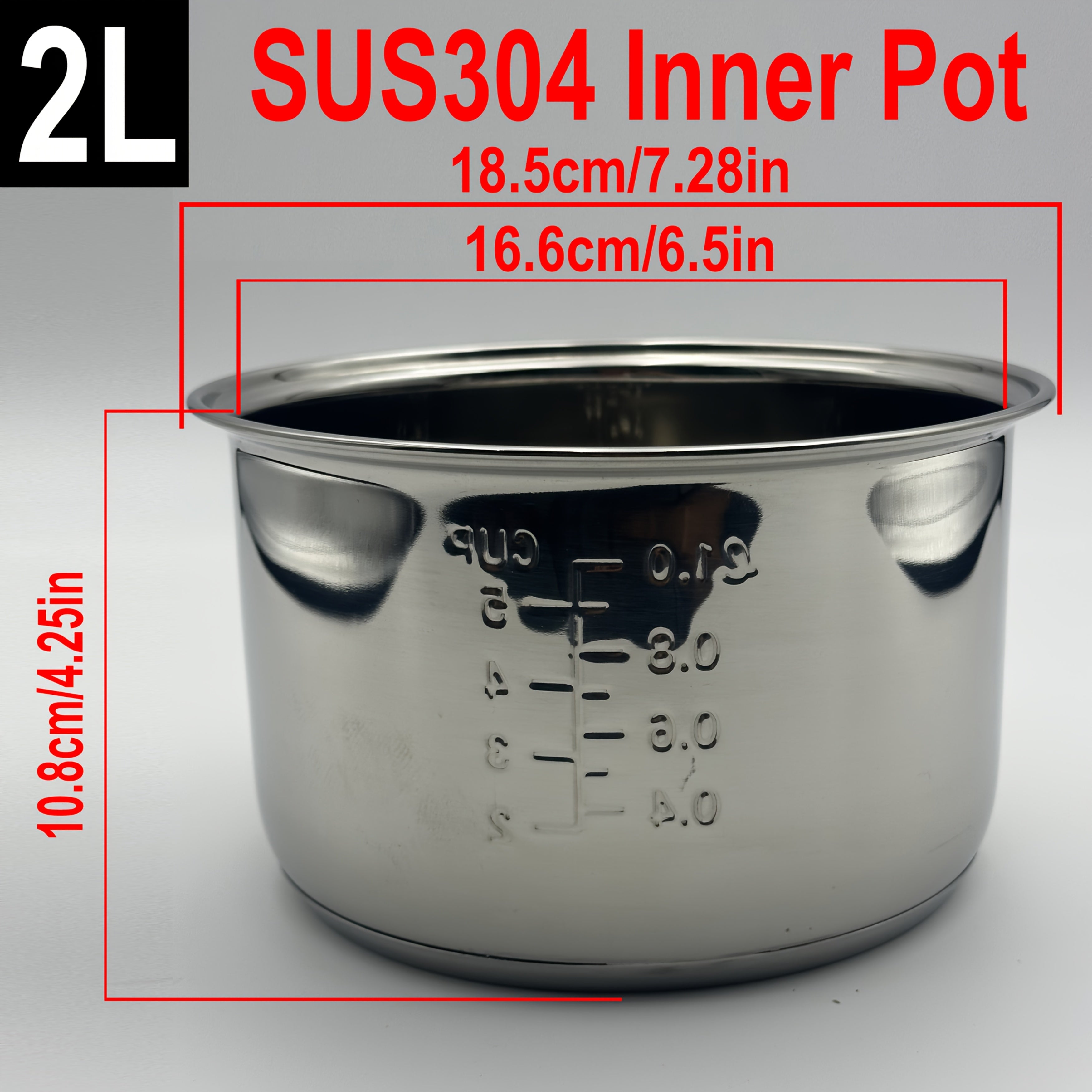Stainless Steel Inner Pot 2L for Rice Cookers Food Safe Replacement Bowl
