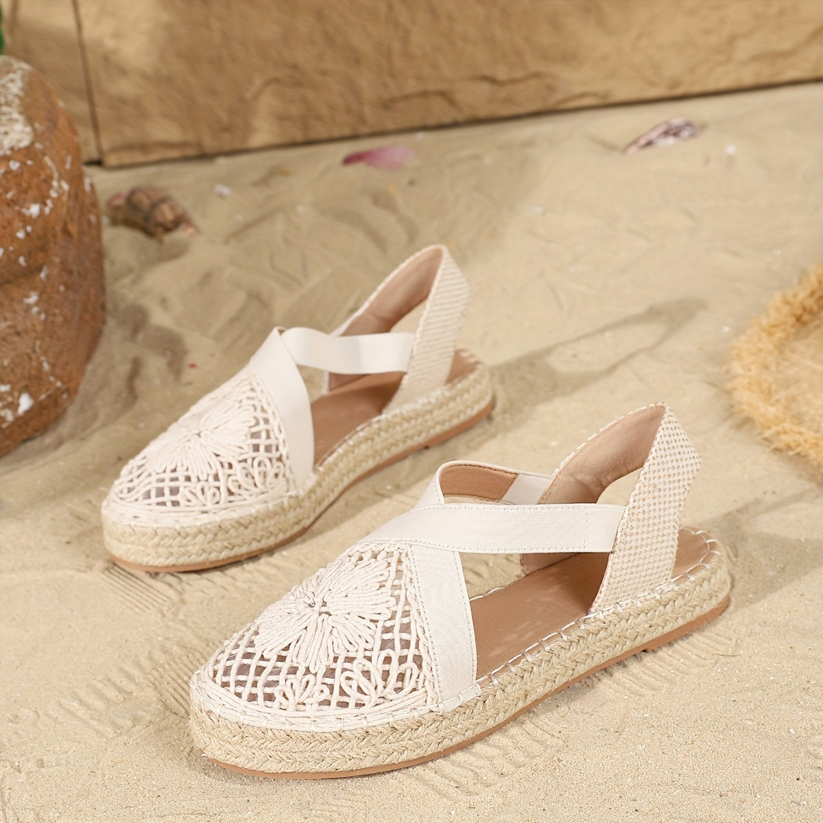 Women's Bohemian Flat Espadrille Sandals Woven Strap Summer Beach Shoes