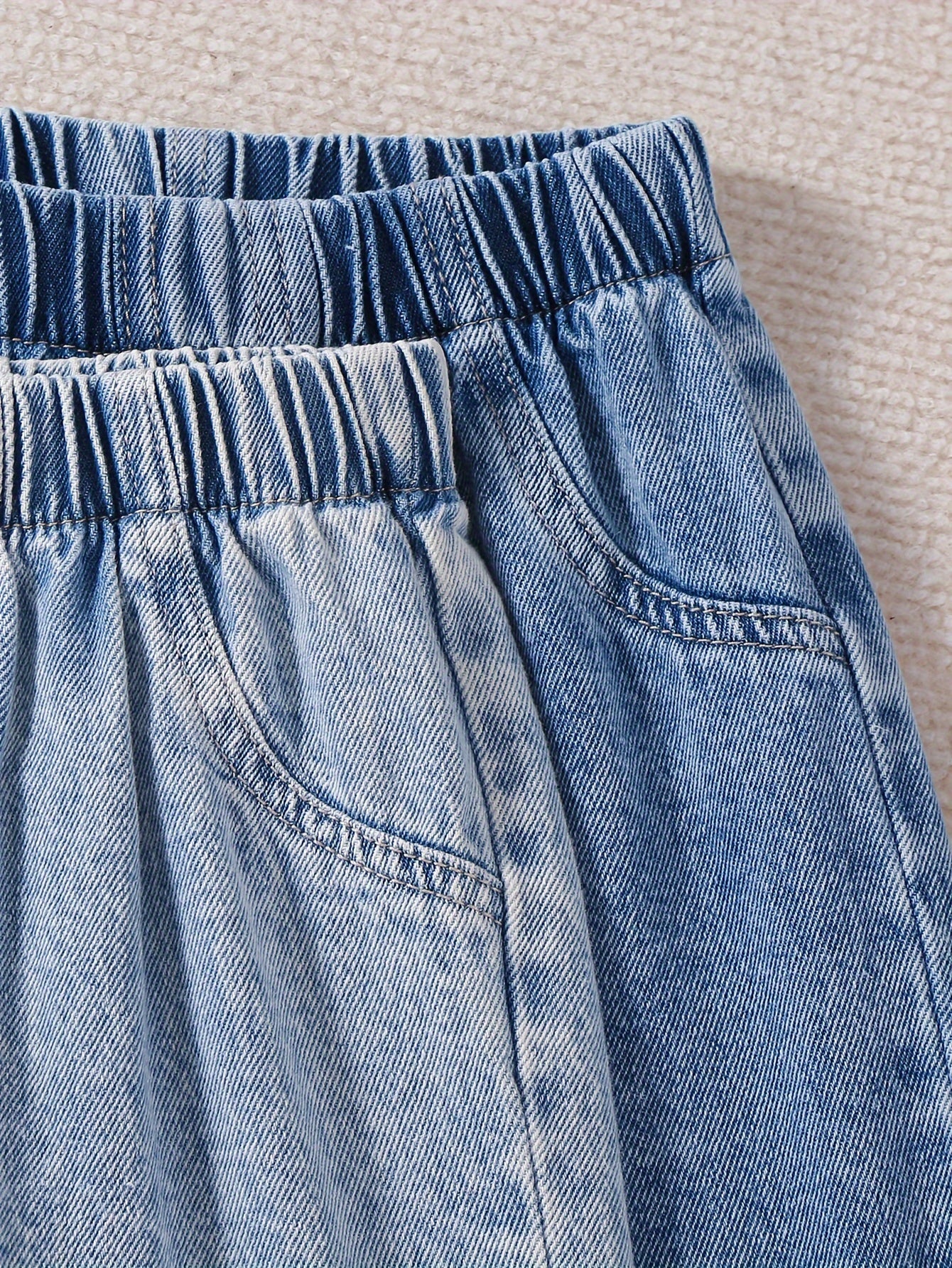 Джинсовые штаны для девочек, 2 шт., свободные прямые, длинные, для всех сезонов, повседневные