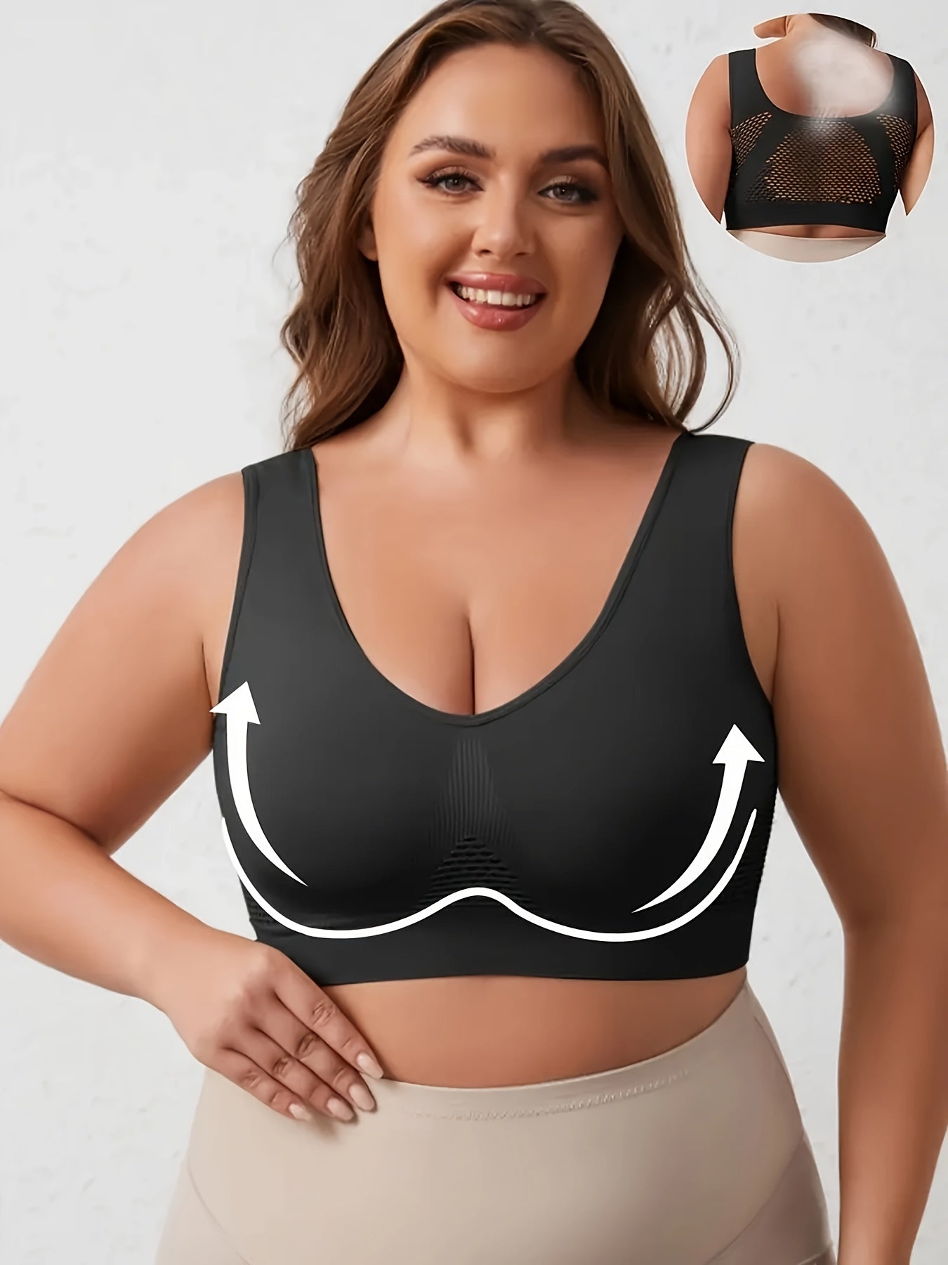 Plus Size Sports Bra Tank Top Set 3 Pack No Underwire Mesh Breathable