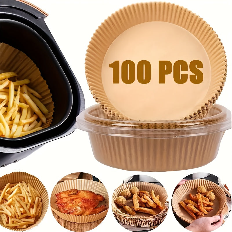 Disposable Air Fryer Liners 100pcs Water-resistant Parchment Paper for Air Fryer Outdoor Cooking Kitchen Accessories