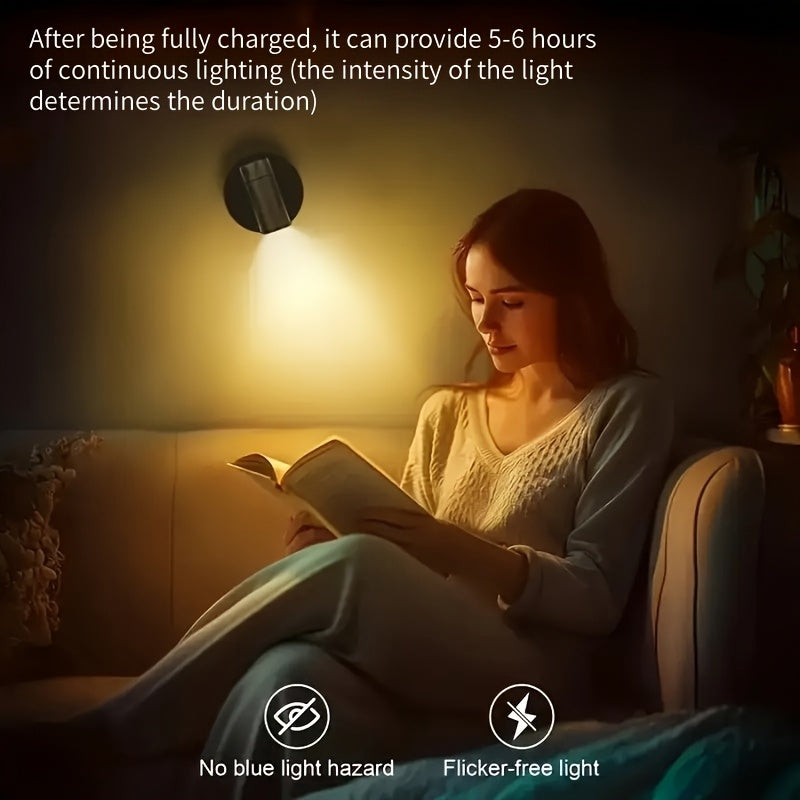 360° Rotating LED Night Light with Touch Control USB Rechargeable Magnetic Adjustable Brightness for Bedroom