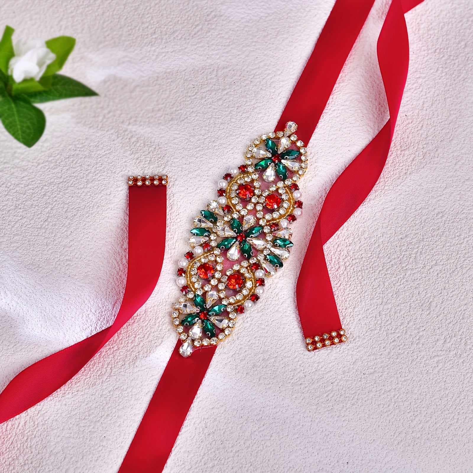 Qoʻlda tayyorlangan rhinestone toʻy belbogʻi, yorqin ranglar bilan, kelinlar va kelin qizlar uchun