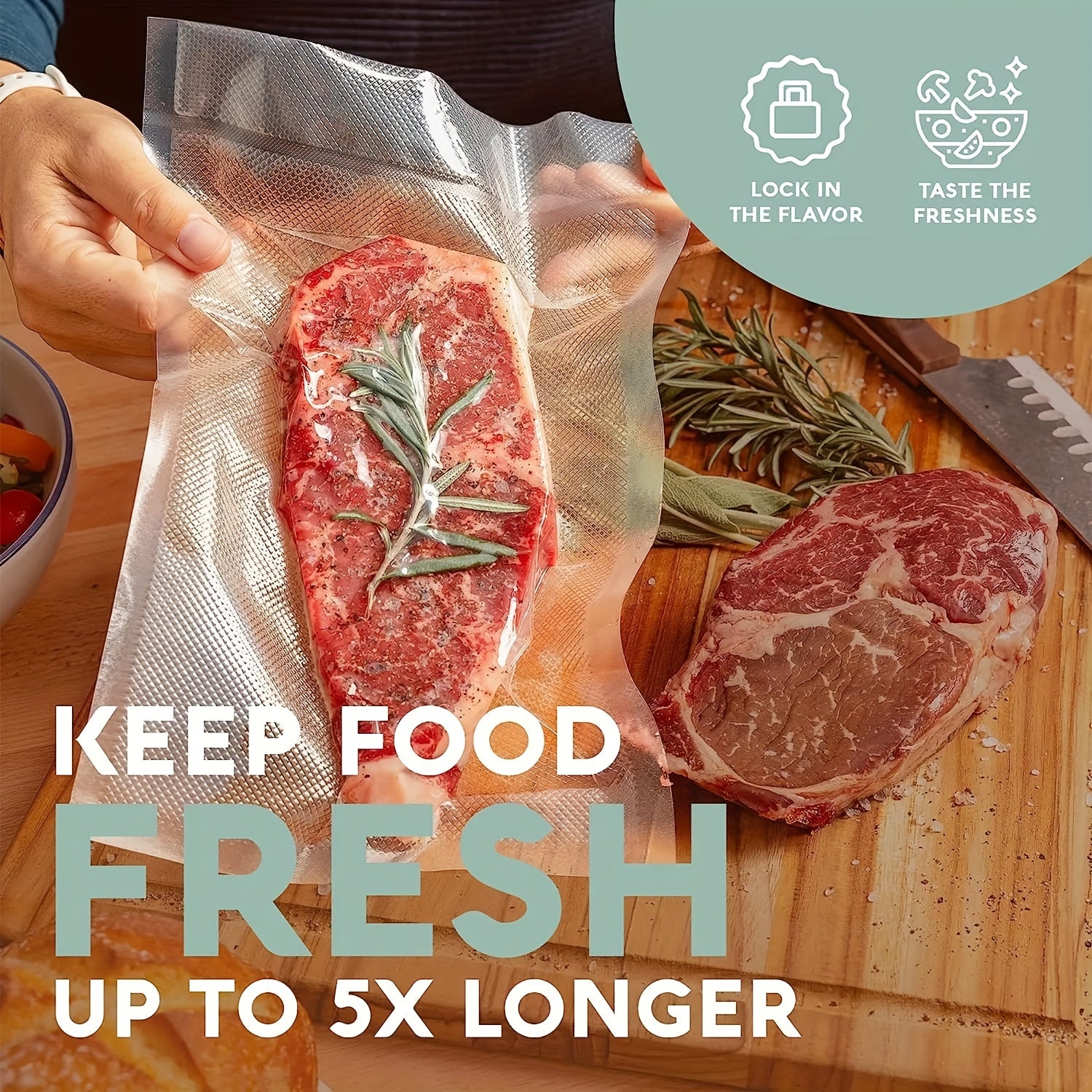 6-Pack Vacuum Sealer Bags, Plastic, Cut-to-Size, Transparent for Kitchen and Restaurant