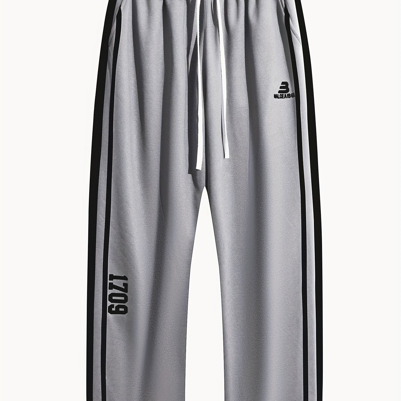 Adult Geometric Patterned Stretchy Track Pants Polyester Blend All-Season Plus Size