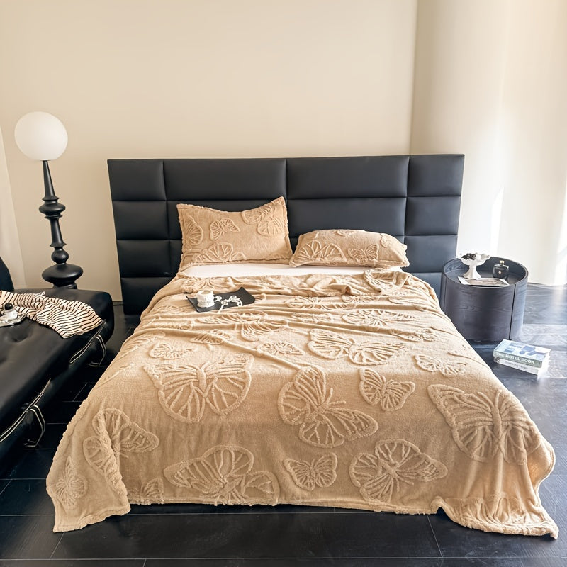 Jacquard Blanket 100% Taffeta Solid Color Butterfly Pattern All Seasons