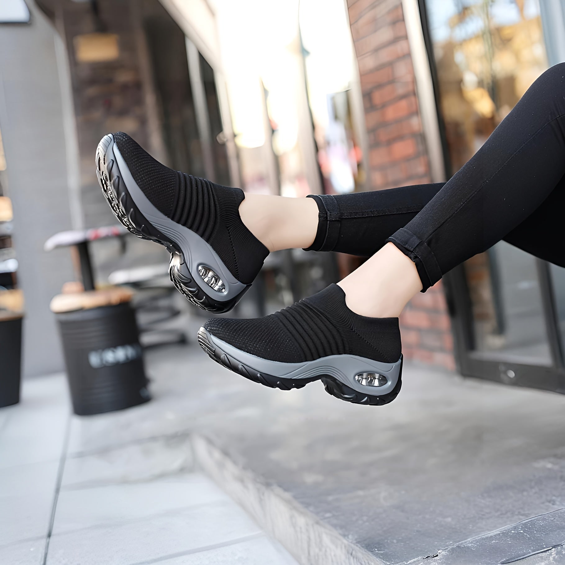 Women's Mesh Chunky Sneakers With Air Cushion Sole, Low Top Athletic Shoes