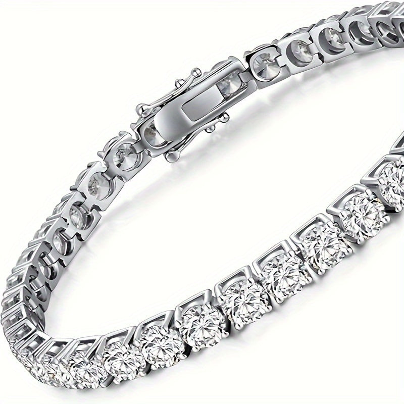 Moissanite Sterling Silver Bracelets for Couples with Gold Plating