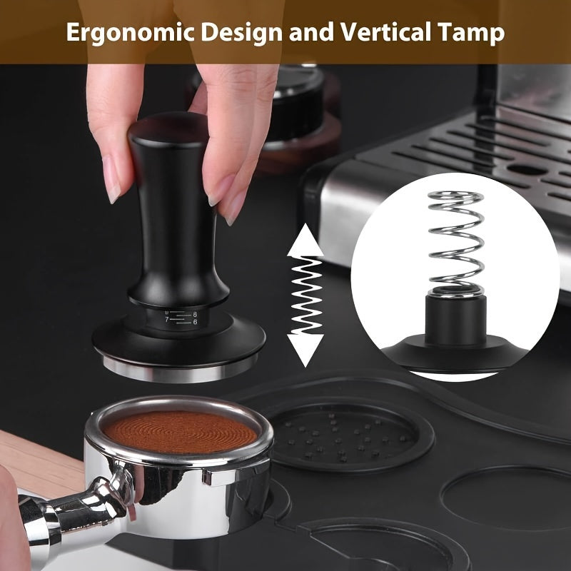 Tamper de espresso de acero inoxidable con calibración de profundidad ajustable para uso en casa
