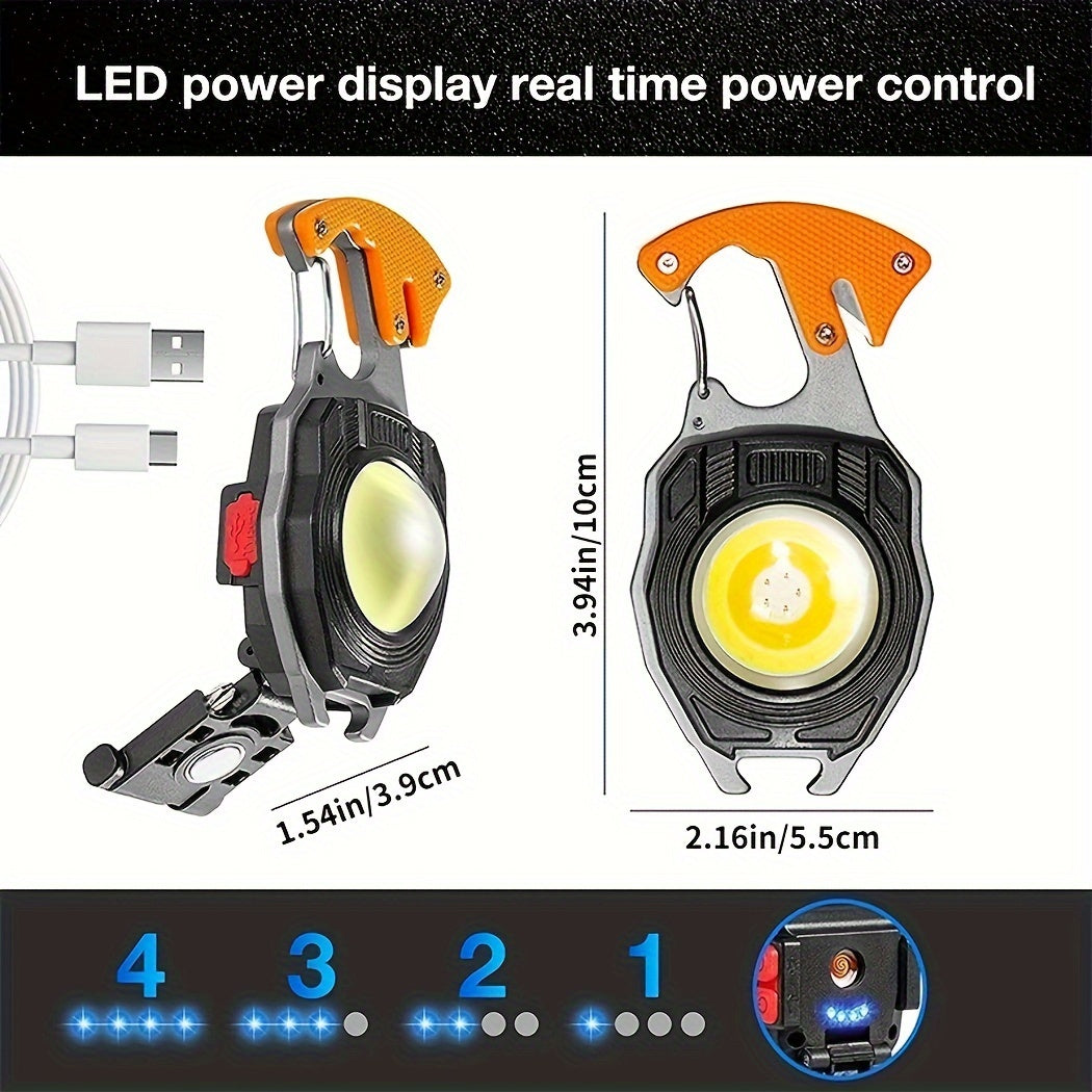 Rechargeable Mini Keychain Torch with Bright LED Light, Built-in Lighter and Screwdriver