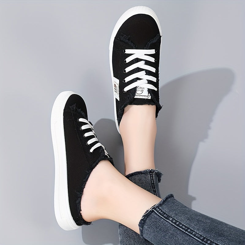Ayollar uchun loafers va juftliklar uchun oq poyabzal, erkaklar uchun tekis slip-on yarim poyabzal, zamonaviy va oddiy hamma bilan mos keladigan dizayn.