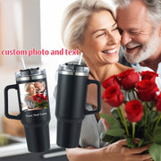 40oz Insulated Stainless Steel Tumbler with Straw and Lid Personalized Coffee Mug Gift