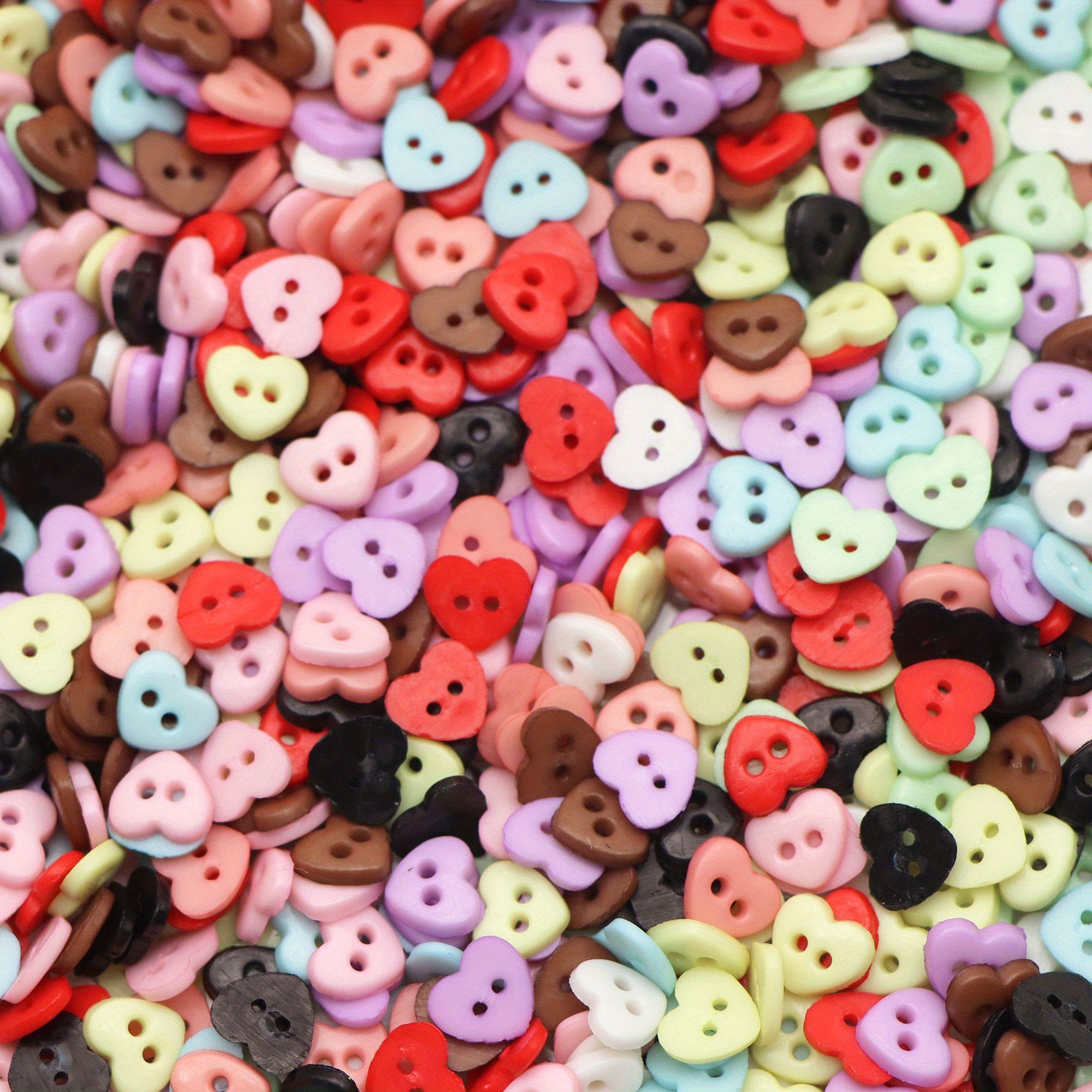 Set of 100 Mini Heart Buttons 6mm for Crafts and Doll Outfits in Assorted Colors