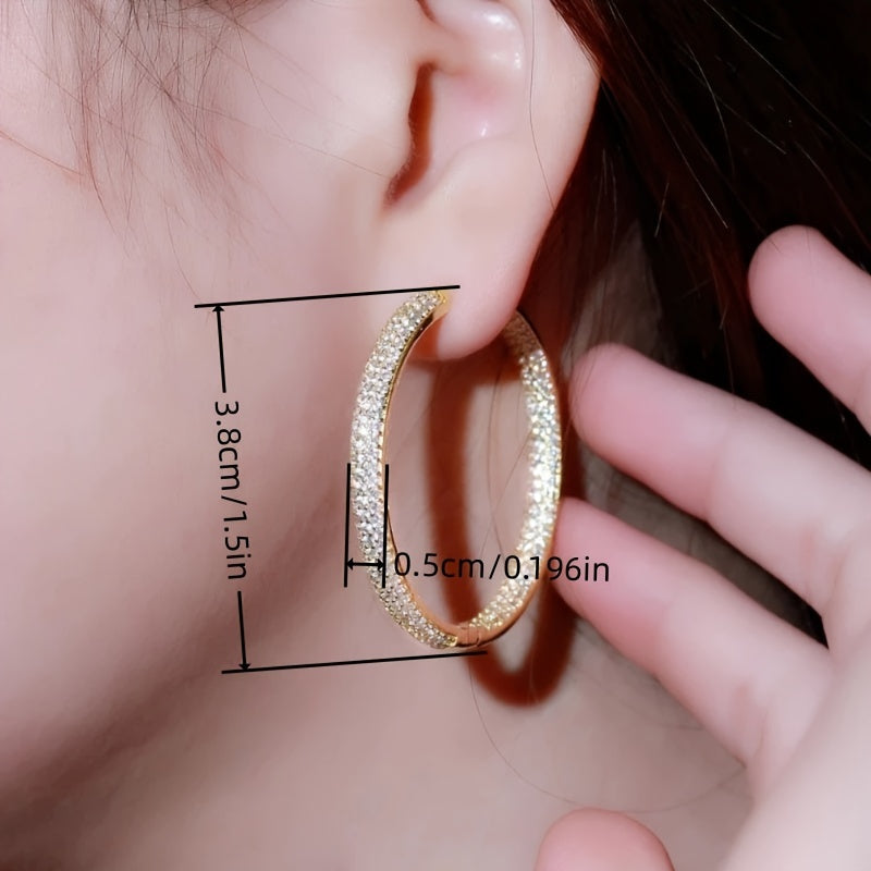 Women's Zirconia Large Hoop Earrings for Weddings Engagements and Parties