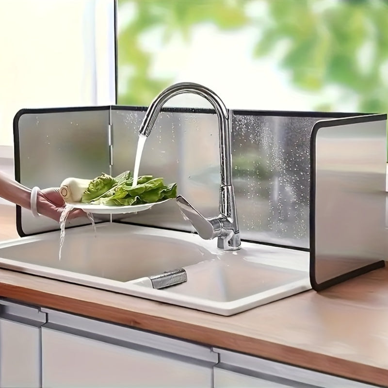 Set of 2 stainless steel splash guards with foldable panels for stove protection heat resistant