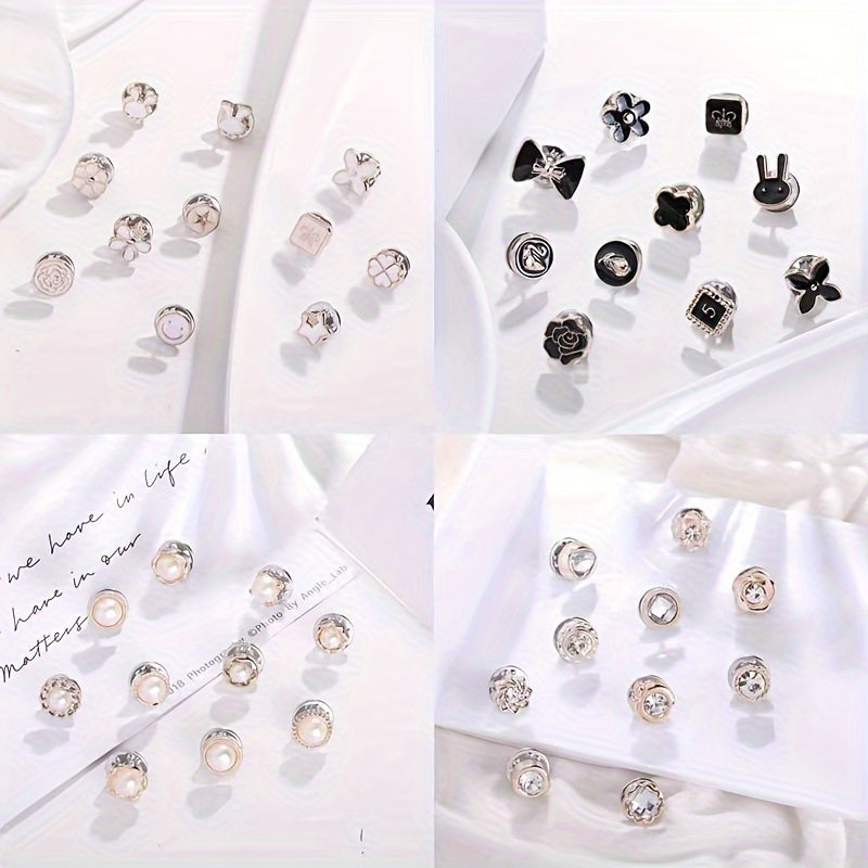 Set of 40 Elegant Reusable Brooches with Detachable Hidden Clasp and Decorative Buckle