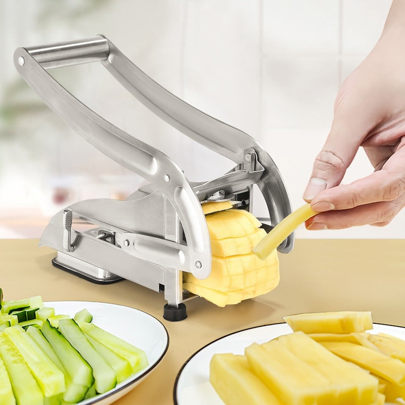 Stainless Steel French Fry Cutter Manual Vegetable and Fruit Dicer with 2 Blades