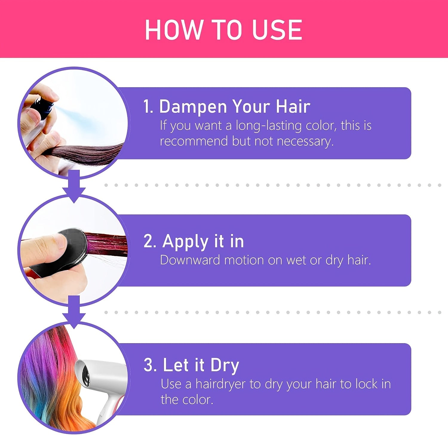 6-Piece Vibrant Hair Chalk Set for All Hair Types for Parties and Cosplay