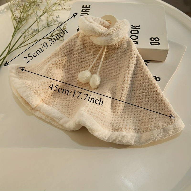 Coral Fleece Hand Towel with Hanger Hook for Kitchen Bathroom Quick Drying