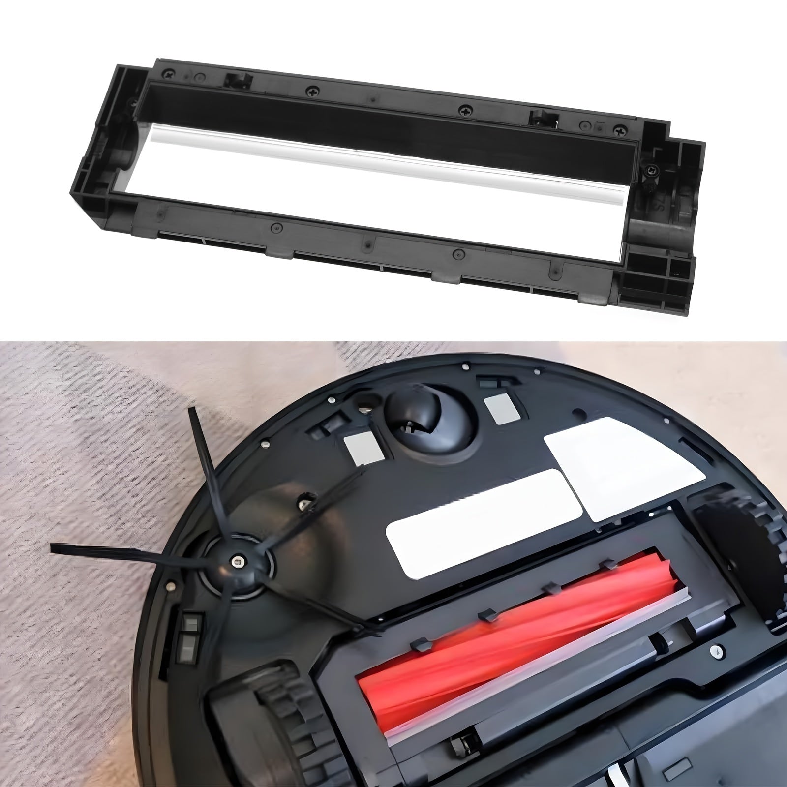 Robot Vacuum Replacement Main Brush and Rear Cover for Roborock S7 S7 MaxV Q7 Max Black White