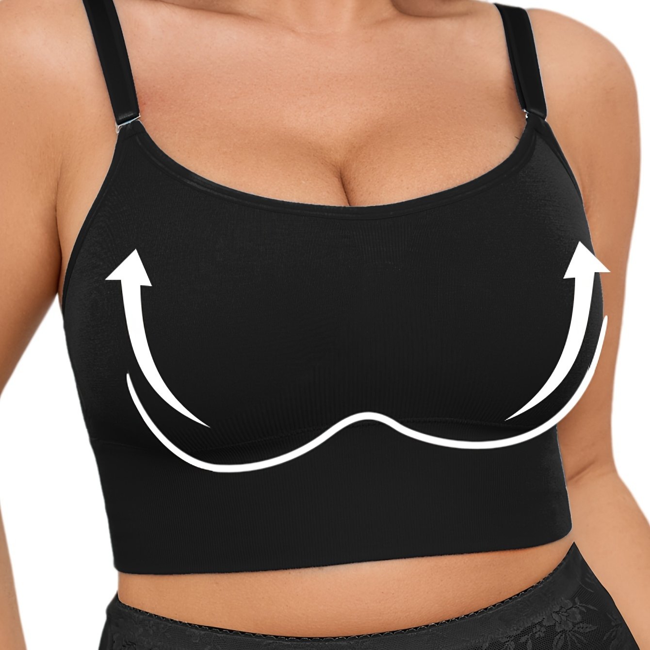 Women's Plus Size Seamless Wireless Sports Bra with Adjustable Straps