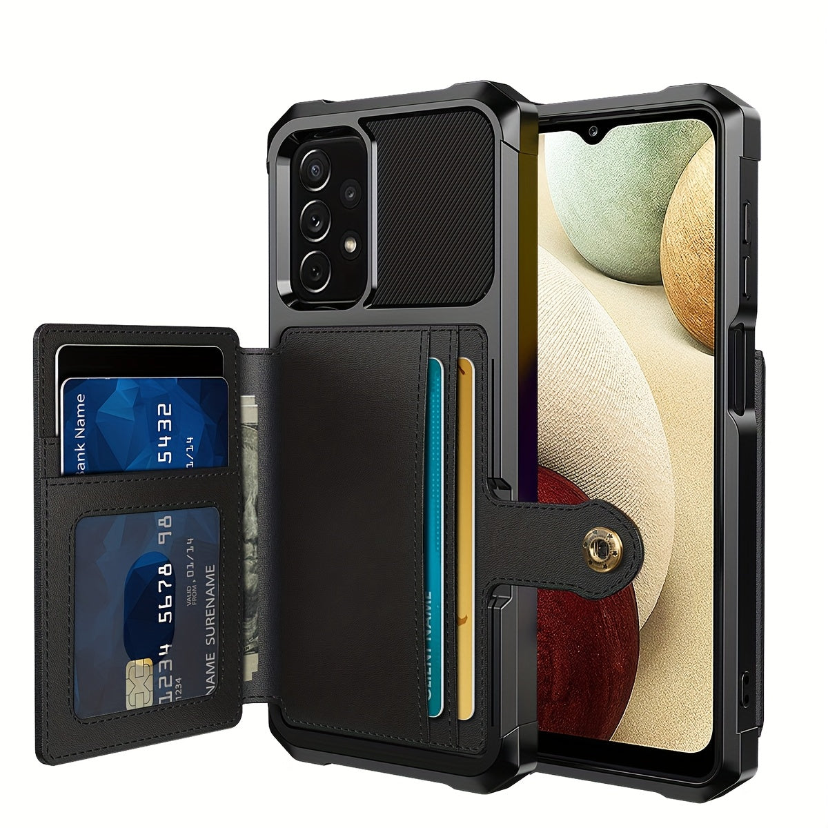 Faux Leather Card Holder Phone Case for Galaxy A55 5G A35 5G with Card Slot Shockproof Durable TPU Flip Wallet