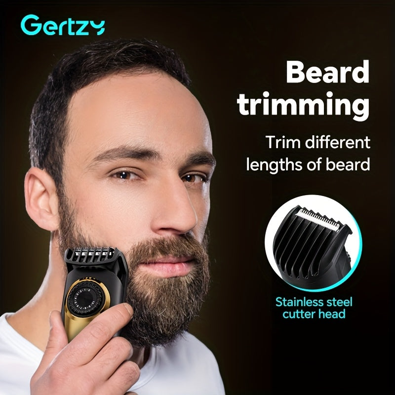 Afeitadora eléctrica para recorte de cabello y barba con peine limitador, pantalla digital de 10 velocidades, recargable por USB, regalo para el Día del Padre