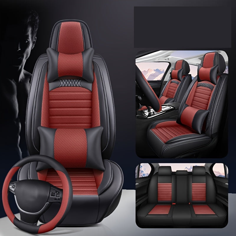 Universal PU Leather Seat Covers Full Set for 5-Seater All-Season