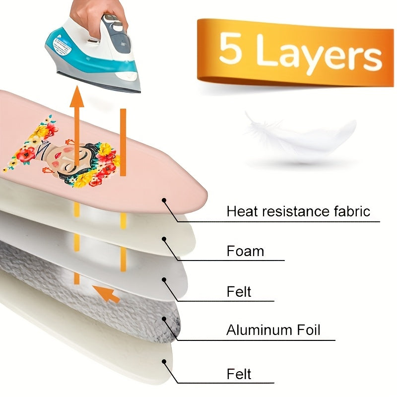 Pink Cartoon Lady Portrait Ironing Board Cover High-Temperature Resistant Durable
